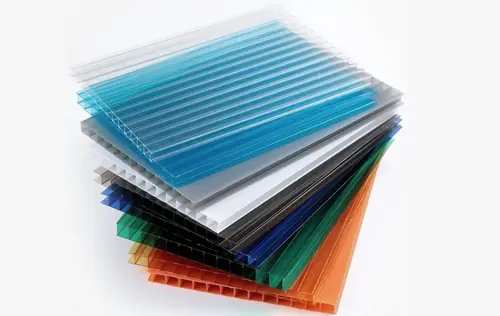 Stack of multiwall polycarbonate sheets in several colours