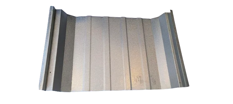 Cut-out of a 4 Rib standing seam roof sheet showing the seam ribs